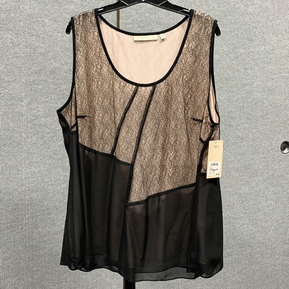 NWT Sejour Black Lace Shell Tank 18W